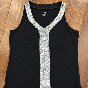 a.n.a. sequin trim tank top L